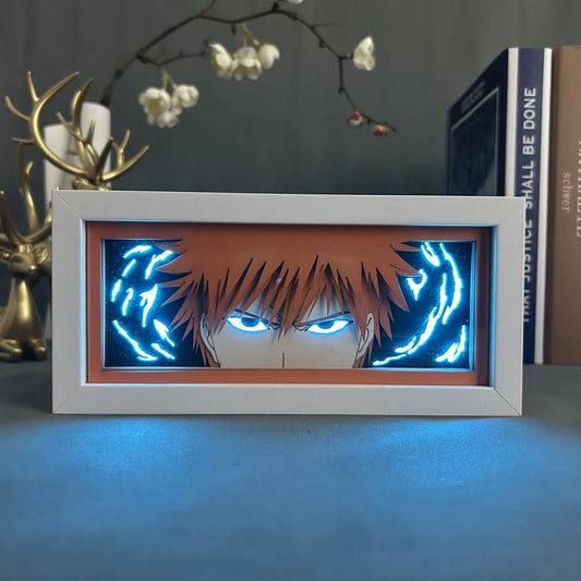 Bleach Led Light Box for Bedroom Decoration Paper Cut Shadow Box Anime Lightbox Ichigo Kurosaki Birthday Gift Bedside Night Lamp