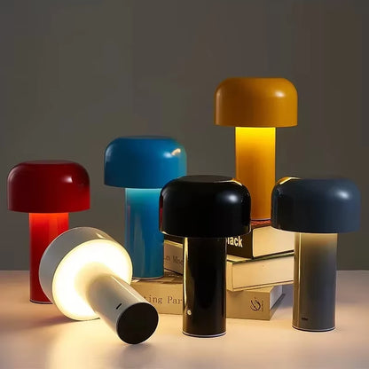 Retro Mushroom LED Table Lamp Bar Night Lamp Touch Sensor Reading Lamp Infinitely Dimmable Desk Lamp Rechargeable Lighting