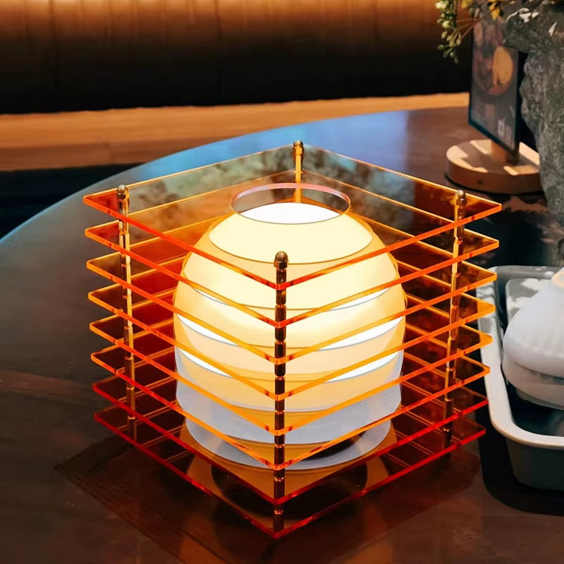 Artistic Desk Lamp Atmosphere Acrylic RGB Wireless Rechargeable Night Light Unique Design for Office,Living Room Decoration